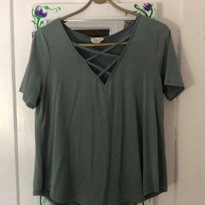blue green shirt